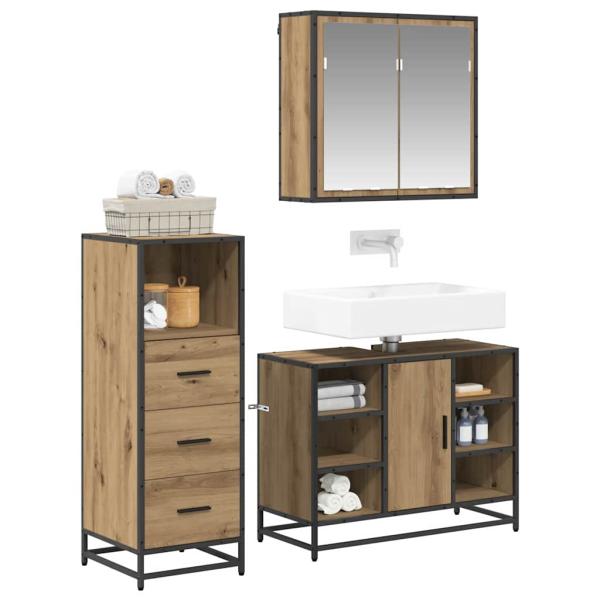Badezimmermöbel Set mit Tür 3 pcs Artisan-Eiche 80 x 33 x 60 cm