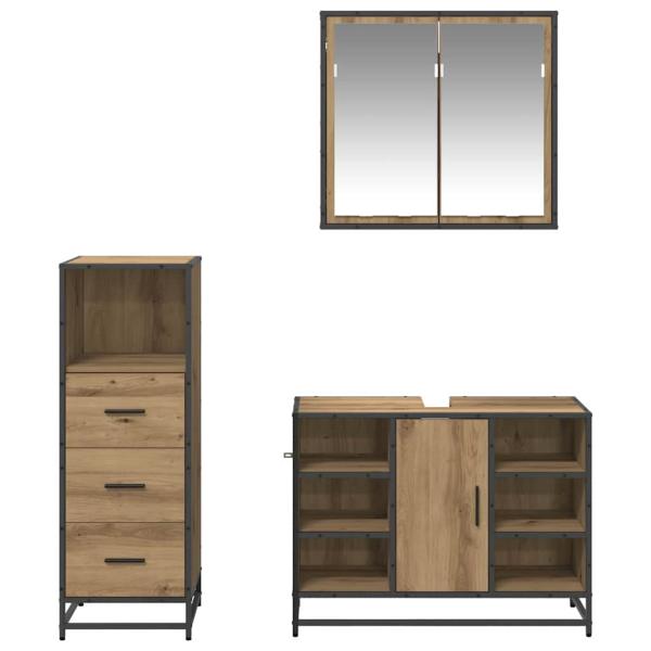Badezimmermöbel Set mit Tür 3 pcs Artisan-Eiche 80 x 33 x 60 cm