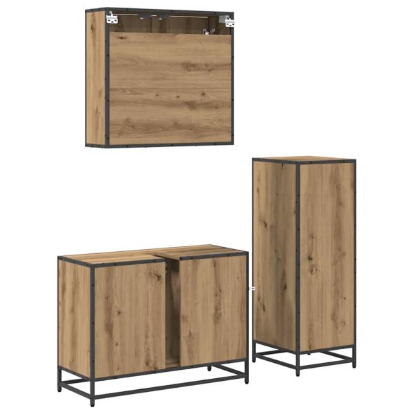 Badezimmermöbel Set mit Tür 3 pcs Artisan-Eiche 80 x 33 x 60 cm