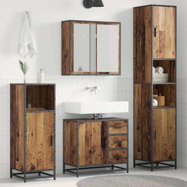 ARDEBO.de - Badezimmermöbel Set 3 pcs Altholz 65 x 33 x 60 cm Holzwerkstoff