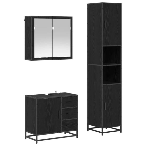 Badezimmermöbel Set 3 pcs Schwarze Eiche 65 x 33 x 60 cm