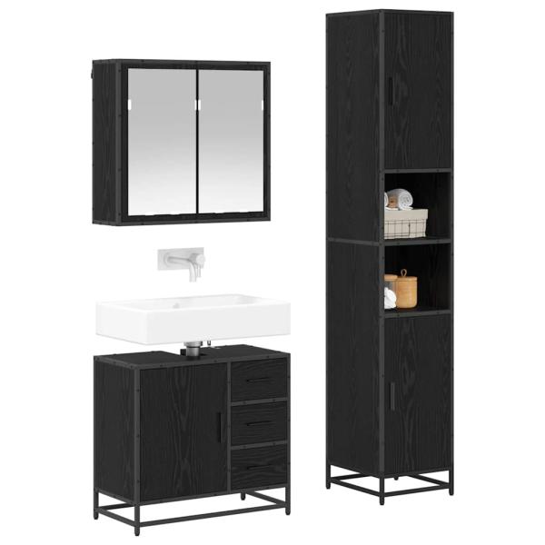 Badezimmermöbel Set 3 pcs Schwarze Eiche 65 x 33 x 60 cm
