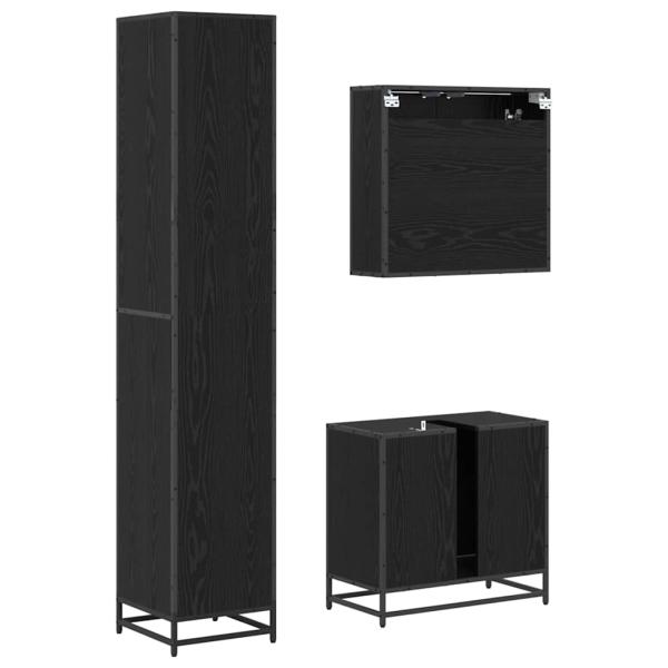 Badezimmermöbel Set 3 pcs Schwarze Eiche 65 x 33 x 60 cm