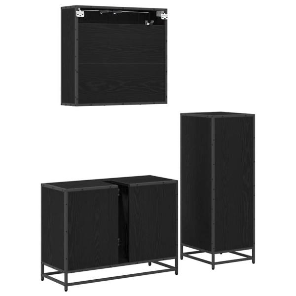 Badezimmermöbel Set 3 pcs Schwarz Eichen-Optik 80 x 33 x 60 cm