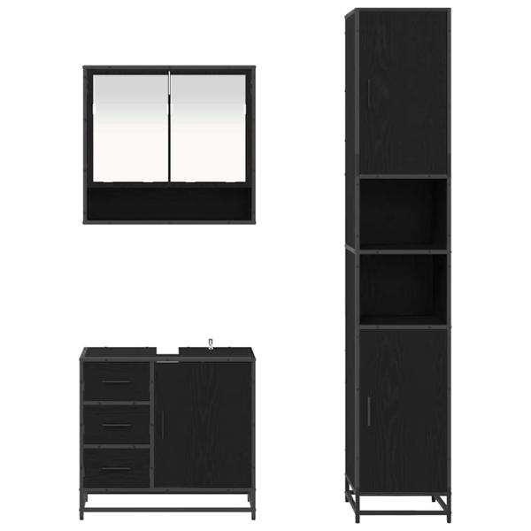 Badezimmermöbel Set 3 pcs Schwarz Eichen-Optik 90 x 33 x 60 cm