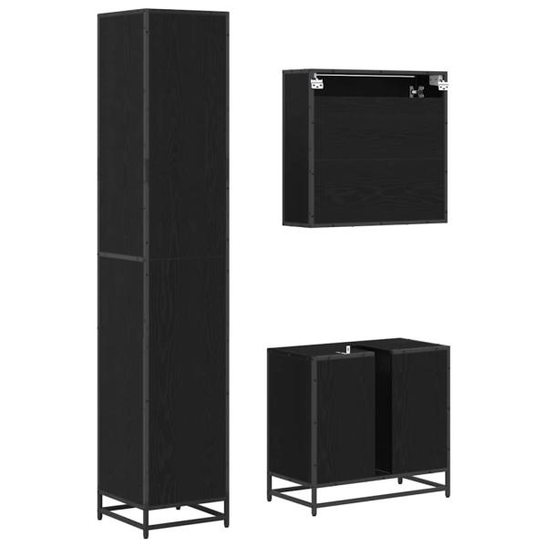 Badezimmermöbel Set 3 pcs Schwarz Eichen-Optik 90 x 33 x 60 cm