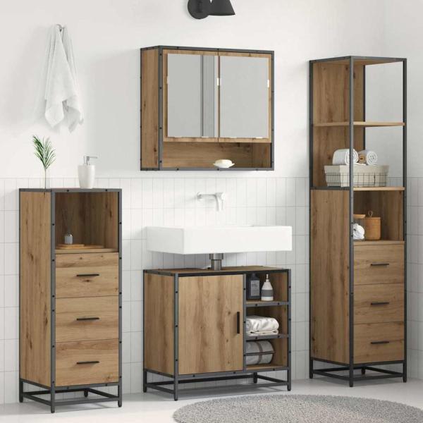 ARDEBO.de - Badezimmermöbel Set mit Tür 4 pcs Artisan-Eiche 65 x 33 x 60 cm