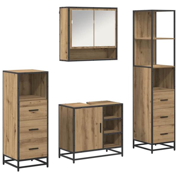 Badezimmermöbel Set mit Tür 4 pcs Artisan-Eiche 65 x 33 x 60 cm