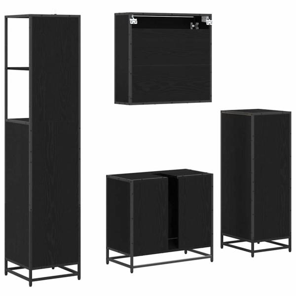 Badezimmermöbel Set 4 pcs Schwarz Eichen-Optik 65 x 33 x 60 cm