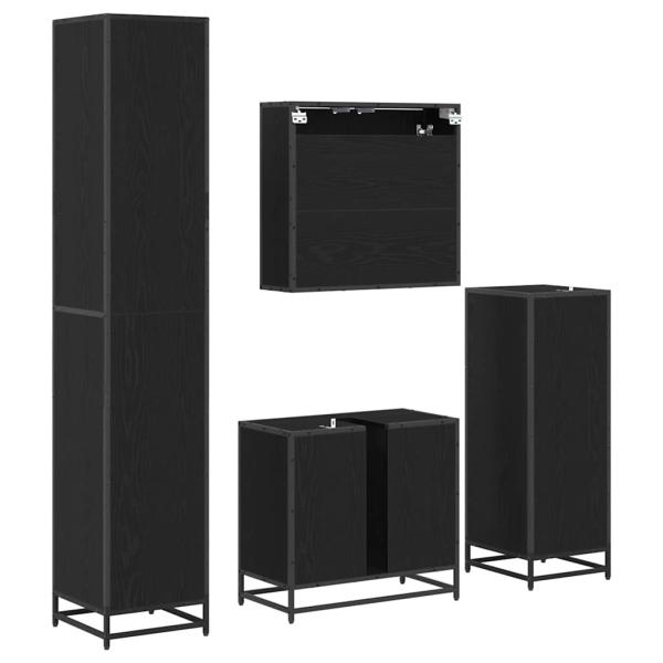Badezimmermöbel Set 4 pcs Schwarz Eichen-Optik 65 x 33 x 60 cm