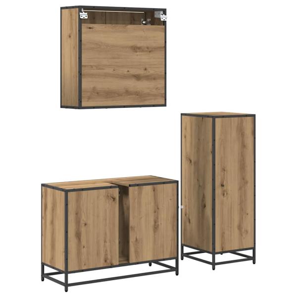 Badezimmermöbel Set mit Tür 3 pcs Artisan-Eiche 80 x 33 x 60 cm