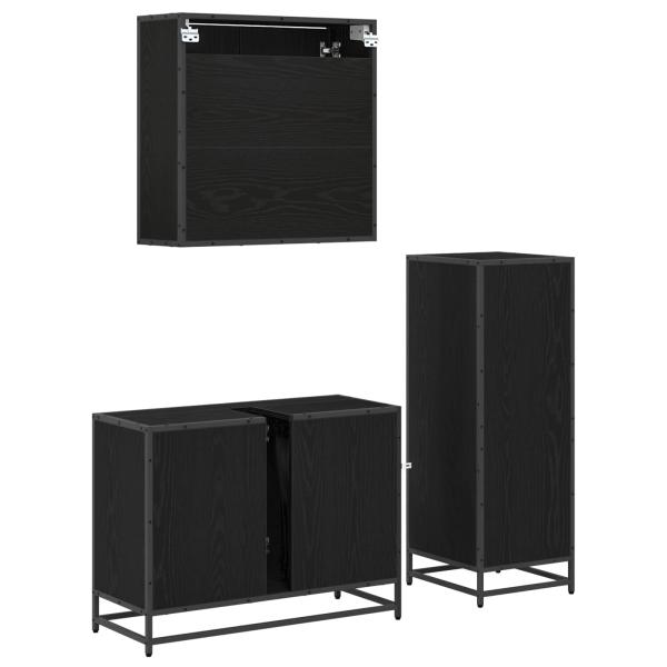 Badezimmermöbel Set 3 pcs Schwarz Eichen-Optik 80 x 33 x 60 cm