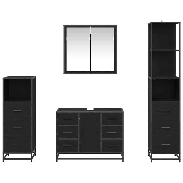 Badezimmermöbel Set 4 pcs Schwarz Eichen-Optik 80 x 33 x 60 cm