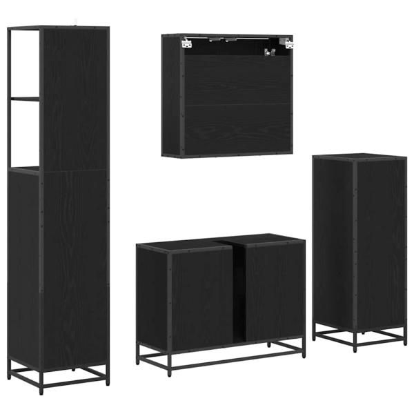 Badezimmermöbel Set 4 pcs Schwarz Eichen-Optik 80 x 33 x 60 cm