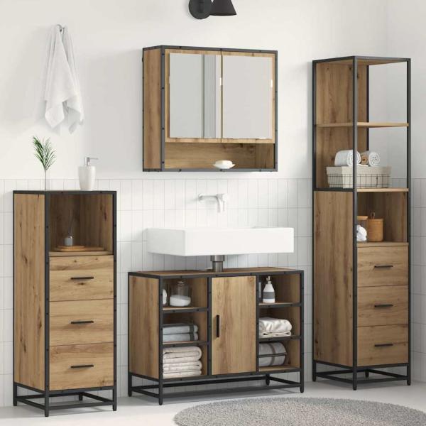 ARDEBO.de - Badezimmermöbel Set 3 pcs Artisan-Eiche 35 x 37,5 x 166 cm