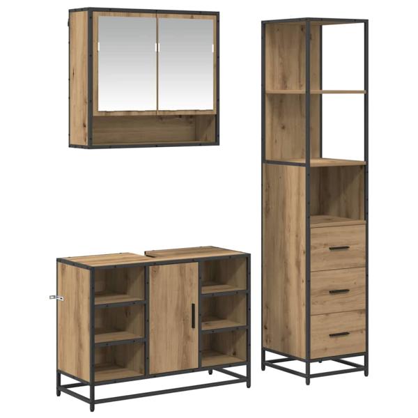 Badezimmermöbel Set 3 pcs Artisan-Eiche 35 x 37,5 x 166 cm