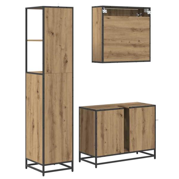 Badezimmermöbel Set 3 pcs Artisan-Eiche 35 x 37,5 x 166 cm