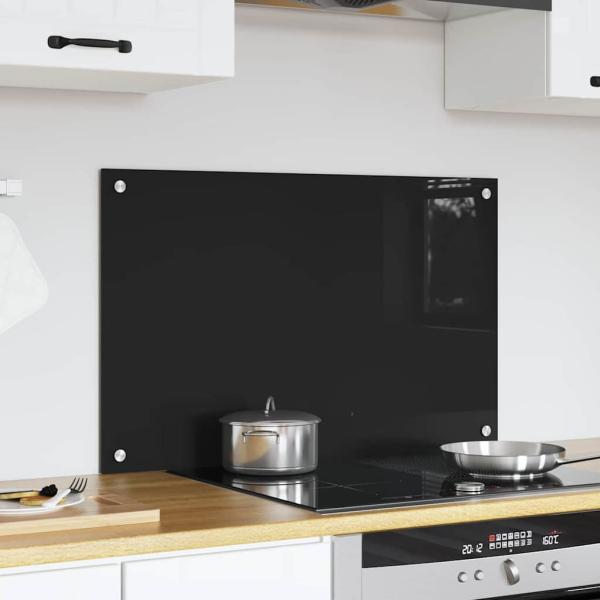 Küchenrückwand Schwarz 80 x 50 x 0.8 cm Gehärtetes Glas