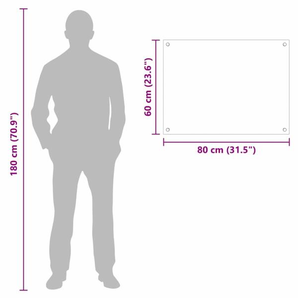 Küchenrückwand Schwarz 80 x 60 x 0.8 cm Gehärtetes Glas