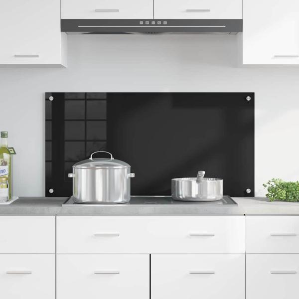 Küchenrückwand Schwarz 100 x 50 cm Gehärtetes Glas