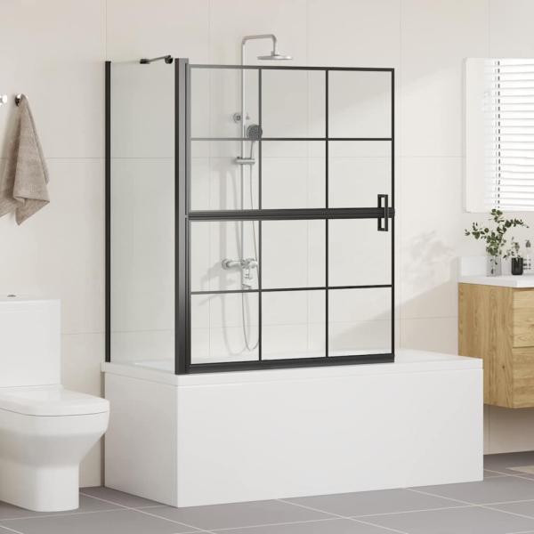 Bad-Duschschirm Schwarz und Transparent 100 x 67 x 129.5 cm