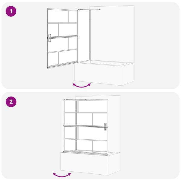 Bad-Duschschirm Schwarz und Transparent 116 x 67 x 129.5 cm