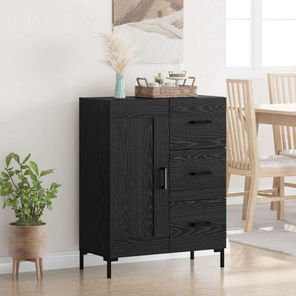 ARDEBO.de - Sideboard Schwarz Eichen-Optik 69.5 x 34 x 90 cm Holzwerkstoff