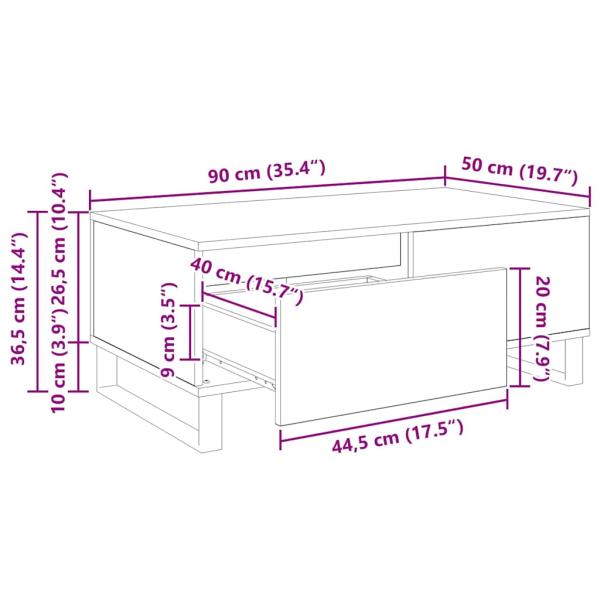 Couchtisch mit Schubladen Artisan-Eiche Holzwerkstoff