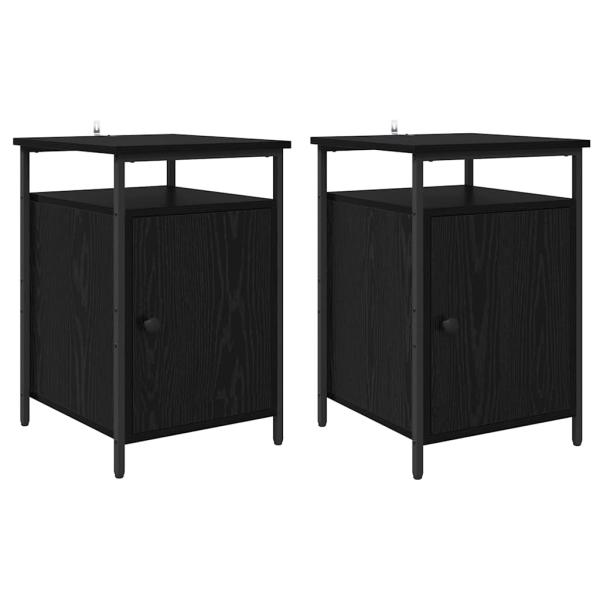 Nachttisch 2 pcs Schwarz Eichen-Optik 40 x 42 x 60cm