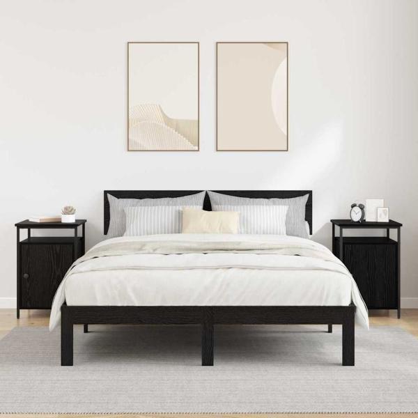 Nachttisch 2 pcs Schwarz Eichen-Optik 40 x 42 x 60cm