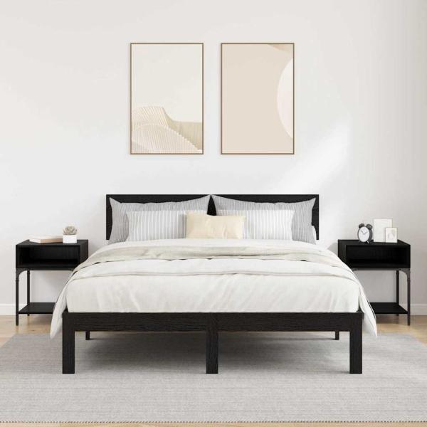 Nachttisch 2 pcs Schwarz Eichen-Optik 40 x 40 x 50 cm