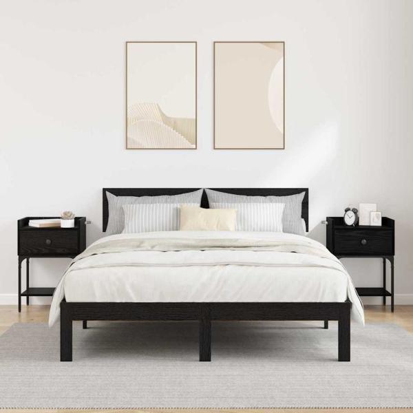 Nachttisch 2 pcs Schwarz Eichen-Optik 40 x 29 x 60 cm