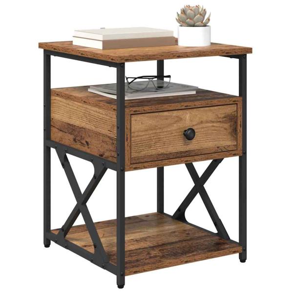 Nachttisch mit Schubladen Altholz 40 x 42 x 55 cm Holzwerkstoff