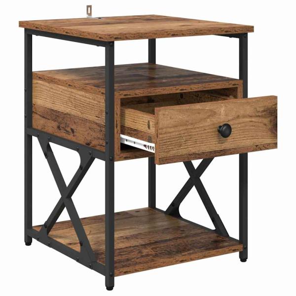 Nachttisch mit Schubladen Altholz 40 x 42 x 55 cm Holzwerkstoff
