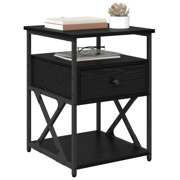 Nachttisch 2 pcs Schwarz Eichen-Optik 40 x 42 x 55 cm