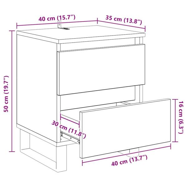 Nachttisch mit Schubladen Altholz 40 x 35 x 50 cm Holzwerkstoff