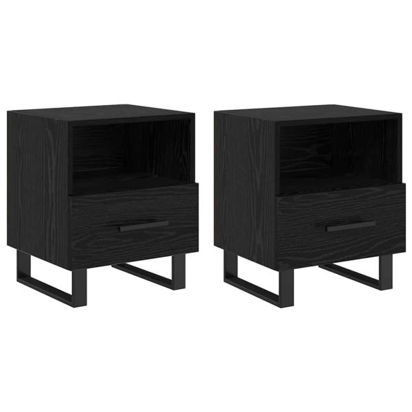Nachttisch 2 pcs Schwarz Eichen-Optik 40 x 35 x 47,5 cm