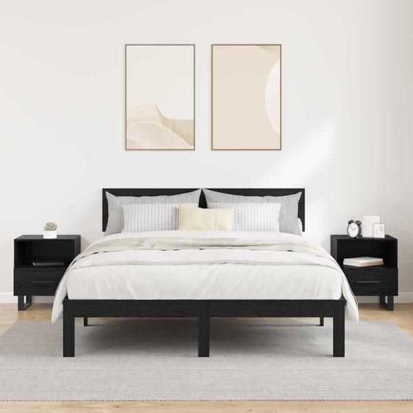 Nachttisch 2 pcs Schwarz Eichen-Optik 40 x 35 x 47,5 cm