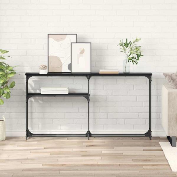 ARDEBO.de - Konsolentisch Schwarz Eichen-Optik 145x22.5x75cm Holzwerkstoff