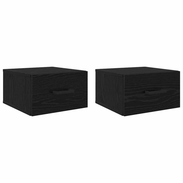 Nachttisch 2 pcs Schwarz Eichen-Optik 35 x 35 x 20 cm