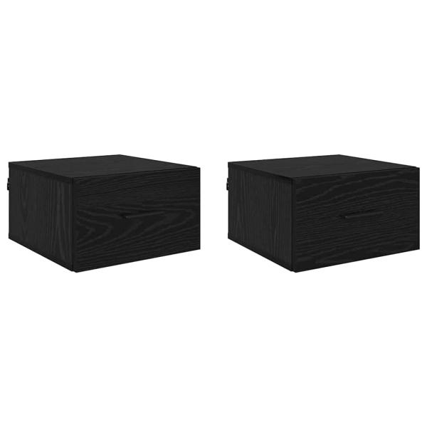 Nachttisch 2 pcs Schwarz Eichen-Optik 35 x 35 x 20 cm