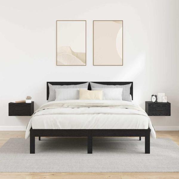 Nachttisch 2 pcs Schwarz Eichen-Optik 35 x 35 x 20 cm