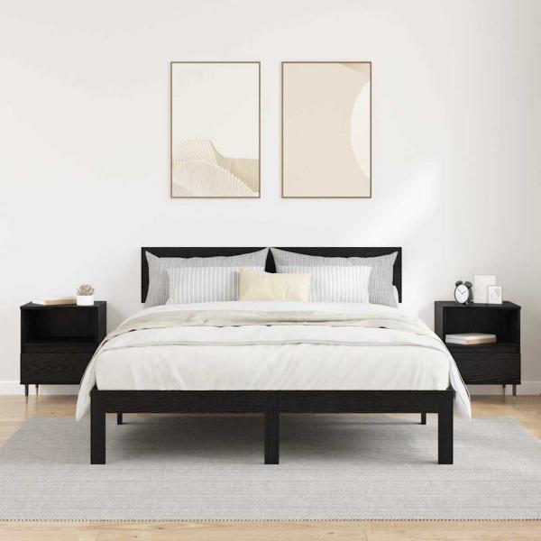 Nachttisch 2 pcs Schwarz Eichen-Optik 40 x 35 x 50 cm