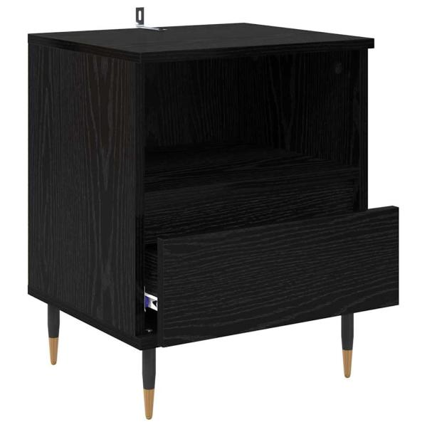 Nachttisch 2 pcs Schwarz Eichen-Optik 40 x 35 x 50 cm