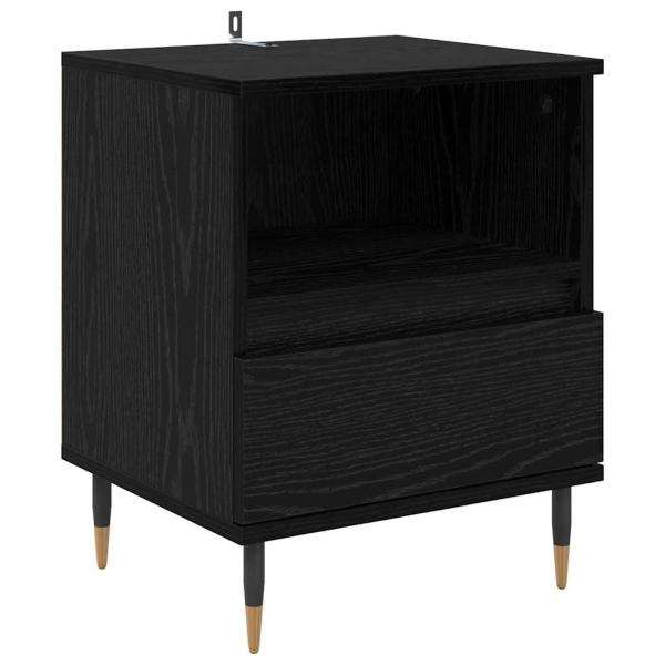 Nachttisch 2 pcs Schwarz Eichen-Optik 40 x 35 x 50 cm