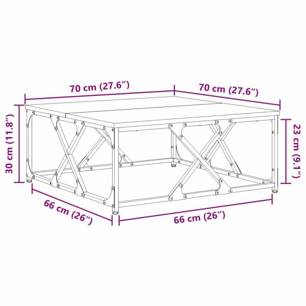 Couchtisch Schwarz Eichen-Optik 70 x 70 x 30 cm Holzwerkstoff