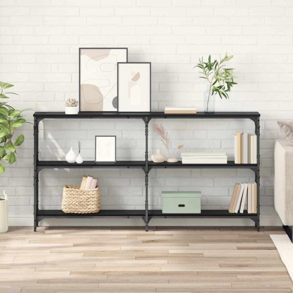 ARDEBO.de - Konsolentisch Schwarz Eichen-Optik 156 x 28 x 80,5 cm