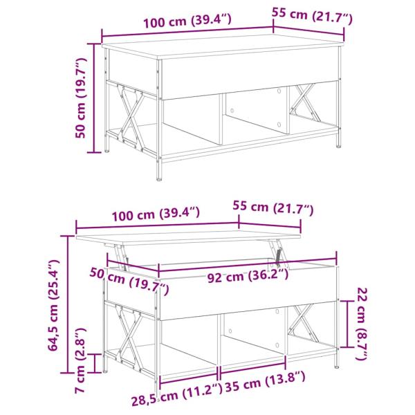 Couchtisch Artisan-Eiche 100 x 55 x 50 cm Holzwerkstoff