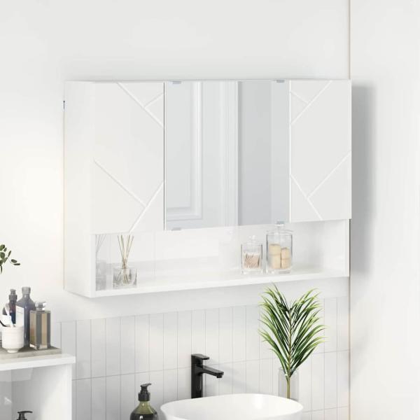 ARDEBO.de - Badezimmer-Spiegelschrank Hochglanz-Weiß 80 x 17 x 55 cm