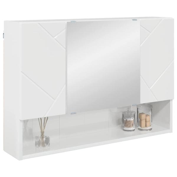 Badezimmer-Spiegelschrank Hochglanz-Weiß 80 x 17 x 55 cm